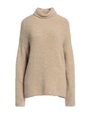Semicouture Woman Turtleneck Beige Size L/xl Alpaca Wool, Wool, Acrylic, Polyamide, Elastane