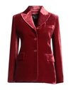Boutique Moschino Woman Blazer Brick Red Size 12 Viscose, Silk