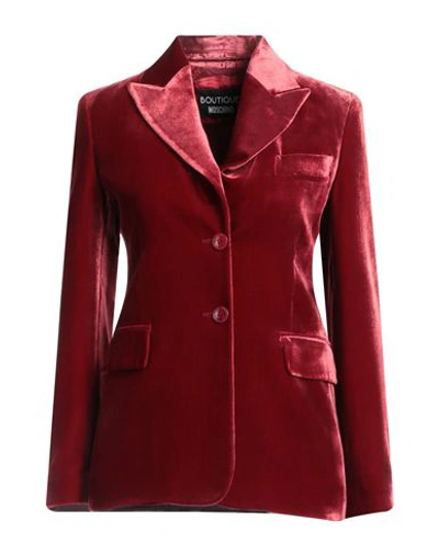 Boutique Moschino Woman Blazer Brick Red Size 12 Viscose, Silk