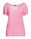 Charlott Woman Sweater Pink Size M Cotton, Viscose, Linen
