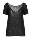 Charlott Woman Sweater Black Size S Cotton, Viscose, Linen