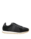 Sandro Man Sneakers Black Size 8 Soft Leather, Textile Fibers