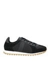 Sandro Man Sneakers Black Size 7 Soft Leather, Textile Fibers