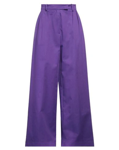 Patrizia Pepe Woman Pants Purple Size 8 Cotton, Elastane