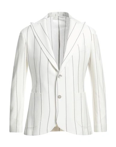 Barba Napoli Man Suit Jacket White Size 44 Cotton