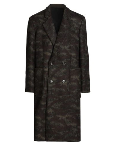 8 By Yoox Wool Blend Double Breasted Long Coat Man Coat Military Green Size 42 Virgin Wool, Polyeste