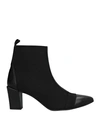 DANIELE ANCARANI DANIELE ANCARANI WOMAN ANKLE BOOTS BLACK SIZE 8 TEXTILE FIBERS, SOFT LEATHER