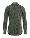 Tintoria Mattei 954 Man Shirt Military Green Size 16 Viscose In Green
