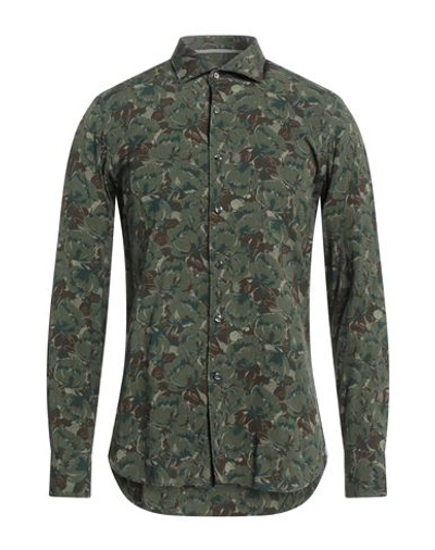 Tintoria Mattei 954 Man Shirt Military Green Size 16 Viscose