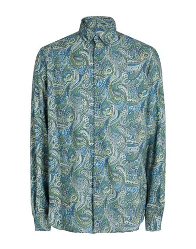 8 By Yoox Printed Regular Fit Shirt Man Shirt Green Size Xxl Viscose