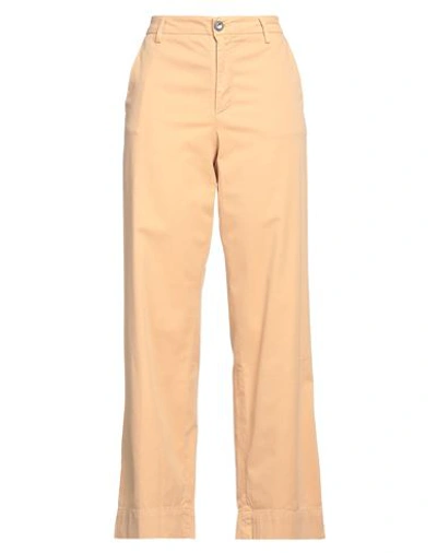 2w2m Woman Pants Camel Size 30 Cotton, Elastane In Beige