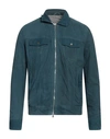 Barba Napoli Man Jacket Pastel Blue Size 46 Soft Leather