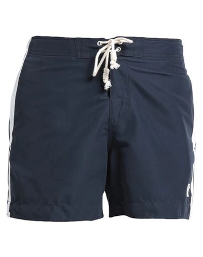 Palm Angels Man Swim Trunks Navy Blue Size M Polyester In Navy Blue
