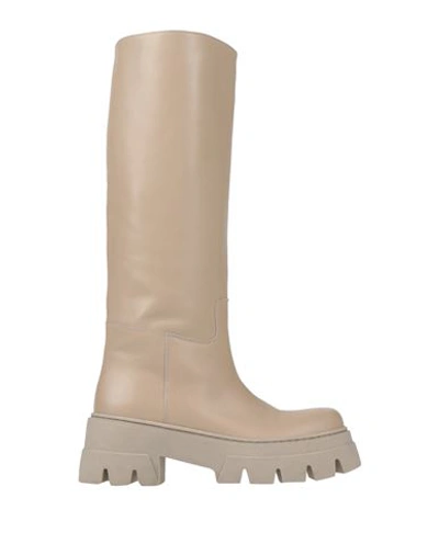 Ennequadro Woman Knee Boots Light Brown Size 10 Calfskin In Beige