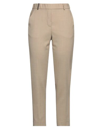 Peserico Woman Pants Sand Size 12 Wool, Polyester, Elastane In Beige