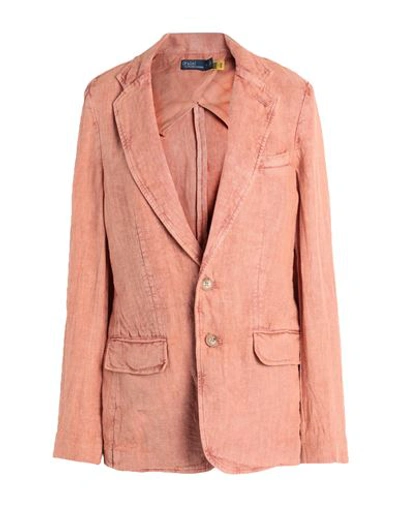 Polo Ralph Lauren Woman Suit Jacket Rust Size 6 Linen In Red