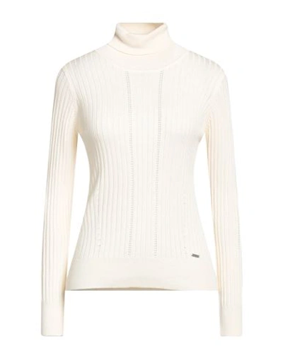 Pepe Jeans Woman Turtleneck Ivory Size M Viscose, Cotton In White