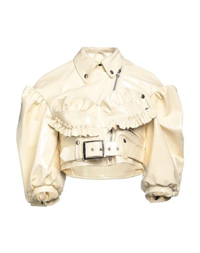 Simone Rocha Woman Jacket Cream Size 8 Bovine Leather In White