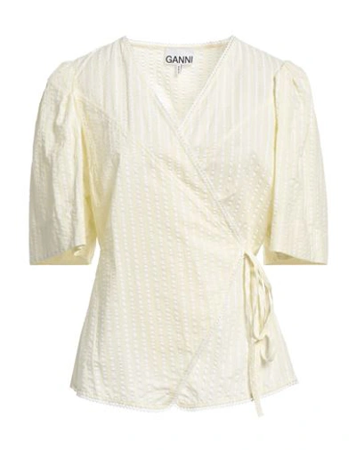 Ganni Woman Shirt Light Green Size 4 Organic Cotton
