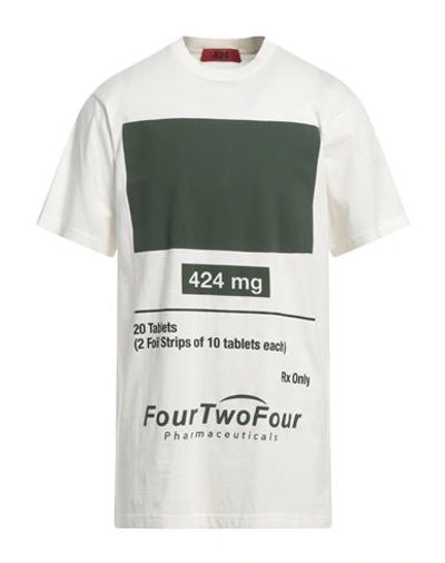 424 Fourtwofour Man T-shirt Ivory Size M Cotton In White