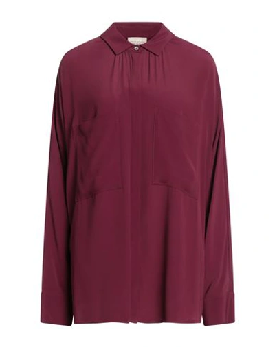 Semicouture Woman Shirt Deep Purple Size 8 Acetate, Silk