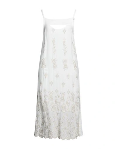 Elisa Cavaletti By Daniela Dallavalle Woman Midi Dress White Size 6 Viscose, Acetate, Polyester, Cot