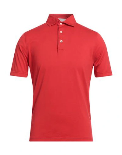 Filippo De Laurentiis Man Polo Shirt Tomato Red Size 44 Cotton