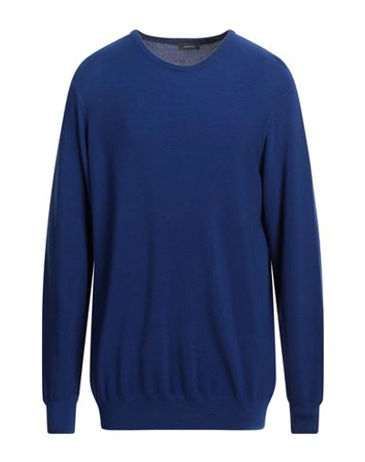 Rossopuro Man Sweater Bright Blue Size 8 Wool