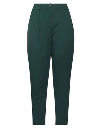 8pm Woman Pants Dark Green Size L Polyester, Viscose, Elastane