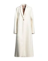 Semicouture Woman Coat Ivory Size 8 Virgin Wool, Polyamide In White