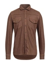 Original Vintage Style Man Shirt Brown Size S Cotton
