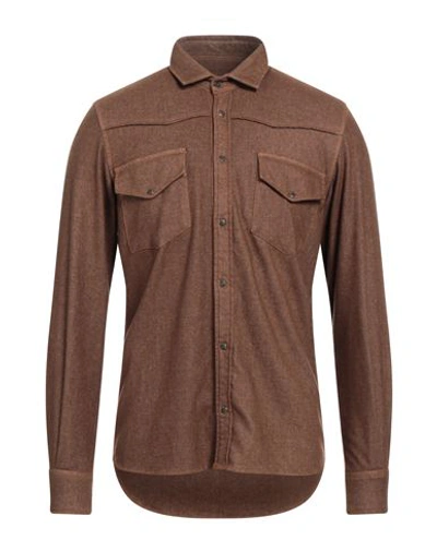 Original Vintage Style Man Shirt Brown Size S Cotton