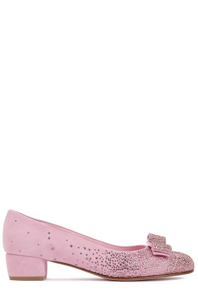 Ferragamo Salvatore  Vara Bow Embellished Pumps In Pink