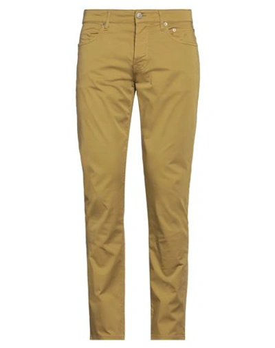 Siviglia Man Pants Sage Green Size 34 Cotton, Elastane In Yellow