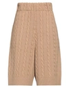 Jejia Woman Shorts & Bermuda Shorts Camel Size 6 Virgin Wool, Viscose, Polyamide, Cashmere In Beige