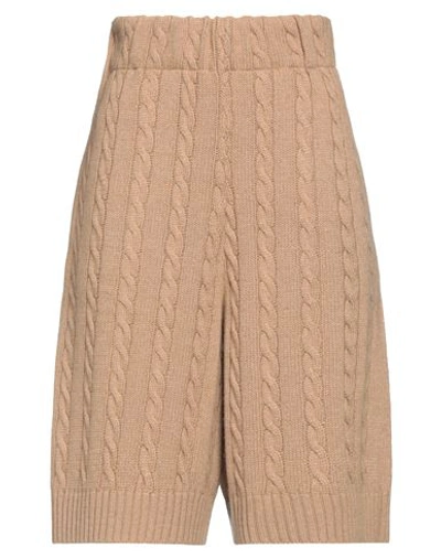 Jejia Woman Shorts & Bermuda Shorts Camel Size 4 Virgin Wool, Viscose, Polyamide, Cashmere In Beige