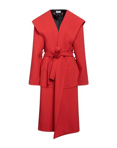 P By Paprika Woman Overcoat & Trench Coat Red Size 2 Polyester, Viscose, Elastane