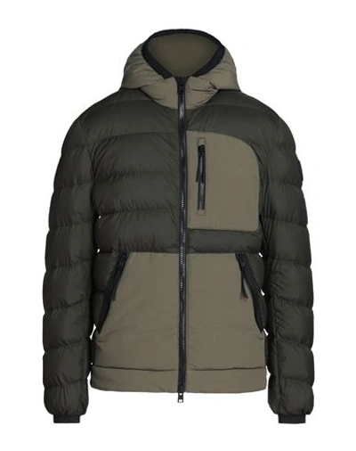 WOOLRICH WOOLRICH LOBSTER CRINKLE DOWN HYBRID MAN PUFFER MILITARY GREEN SIZE L POLYAMIDE