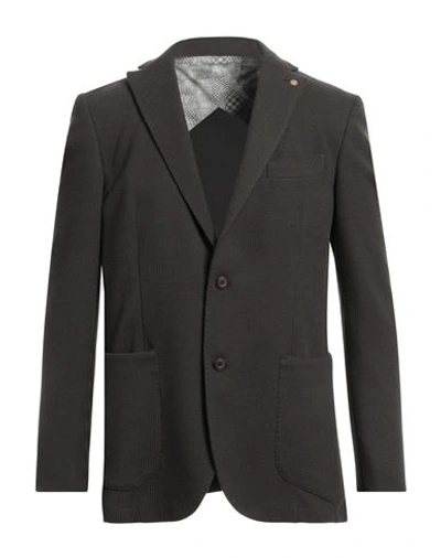 Barbati Man Blazer Dark Brown Size 42 Polyester, Cotton, Elastane