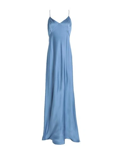 Max Mara Woman Maxi Dress Slate Blue Size 10 Acetate, Viscose