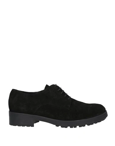 Bruglia Woman Lace-up Shoes Black Size 11 Soft Leather