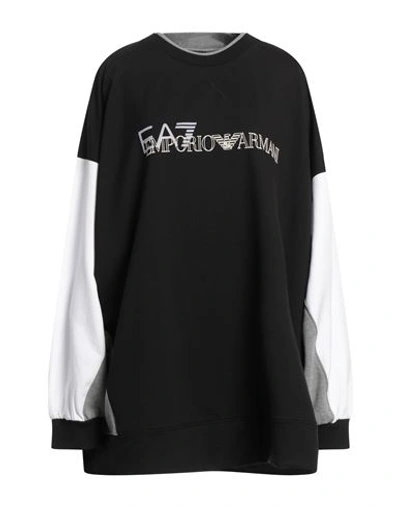 Ea7 Woman Sweatshirt Black Size Xxl Cotton, Polyester, Elastane