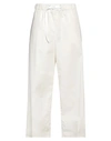 White Sand Woman Pants Cream Size 8 Cotton, Elastane