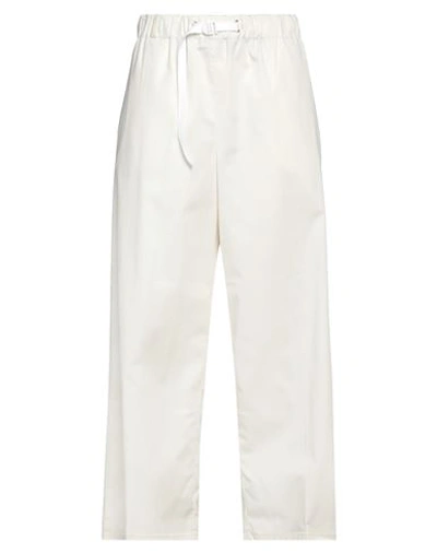 White Sand Woman Pants Cream Size 8 Cotton, Elastane In White