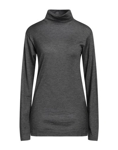 Malo Woman Turtleneck Lead Size 10 Cashmere, Silk In Grey