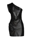 8 By Yoox Leather One-shoulder Mini Dress Woman Short Dress Black Size 12 Lambskin