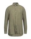 Glanshirt Man Shirt Military Green Size 15 ½ Linen