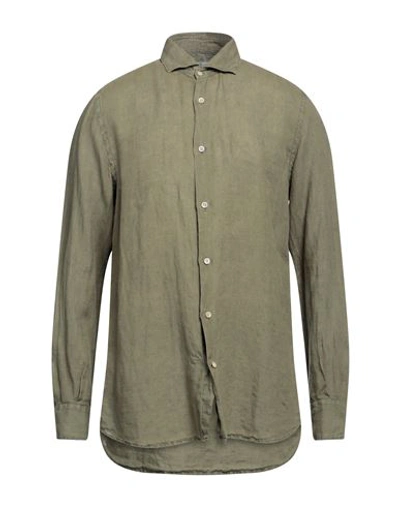 Glanshirt Man Shirt Military Green Size 15 ¾ Linen