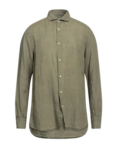 Glanshirt Man Shirt Military Green Size 15 ¾ Linen In Green