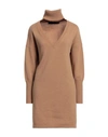 FEDERICA TOSI FEDERICA TOSI WOMAN MINI DRESS CAMEL SIZE 8 WOOL, CASHMERE